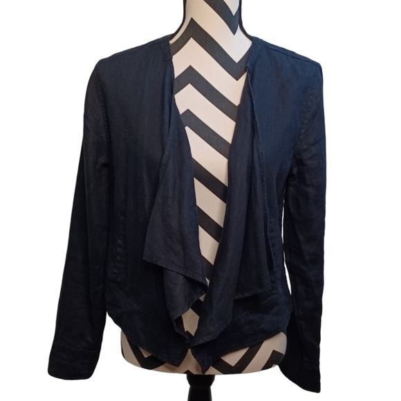 Garnet Hill 100 % Linen Sz S Easy Drape Open Front Jacket - Picture 3 of 11